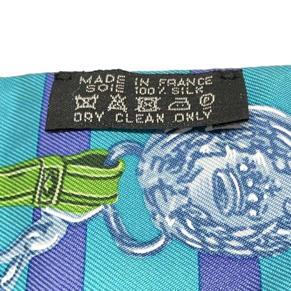 HERMES Twilly - Blue Green Navy Multi Scarf 158-072225 - Picture 4 of 4